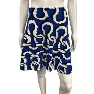 KENZO Royal Blue Knit Multi Chain Link Printed Mini A-Line Short Skirt M